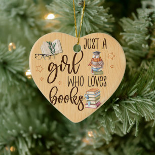 Owl A Girl Love Books Writter Reader Bookworm Ceramic Tree Decoration