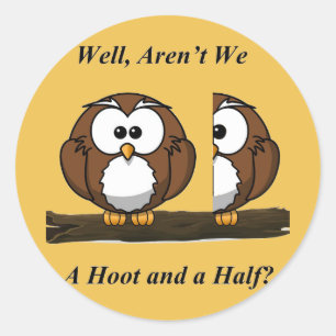 Owl A Hoot and a Half Classic Round Sticker