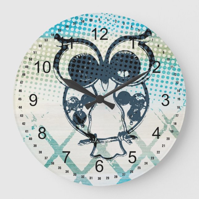 Owl Abstract Large Clock (Front)