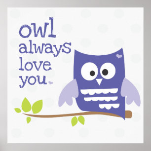 "owl always love you" nursery wall art purple