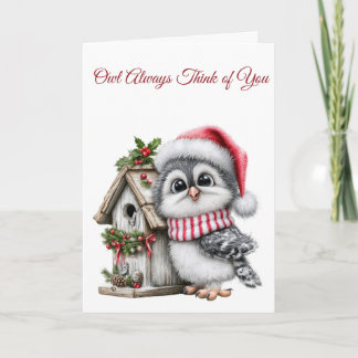 Owl Always Think Of You Christmas Greeting Card