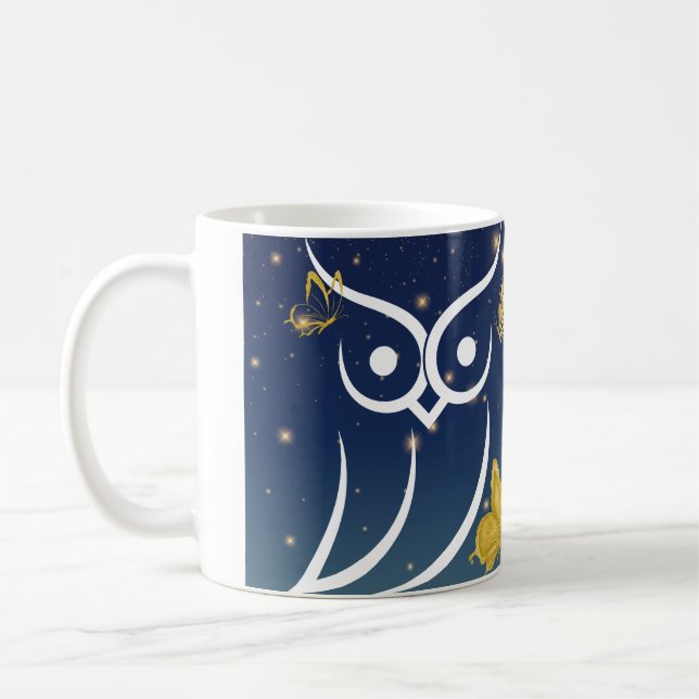 Owl and Butterflies Coffee Mug (Left)