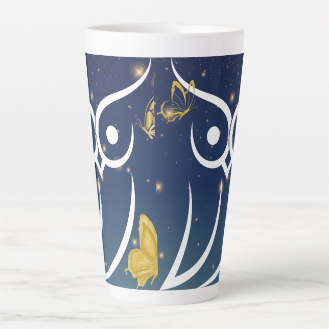 Owl and Butterflies Latte Mug (Front)