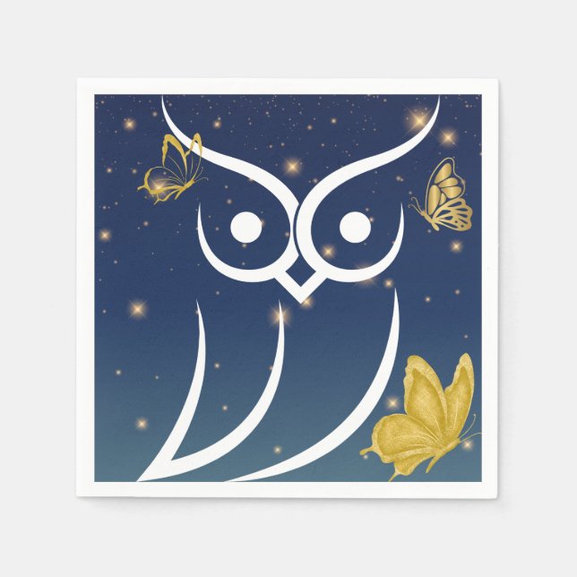 Owl and Butterflies Napkin (Front)
