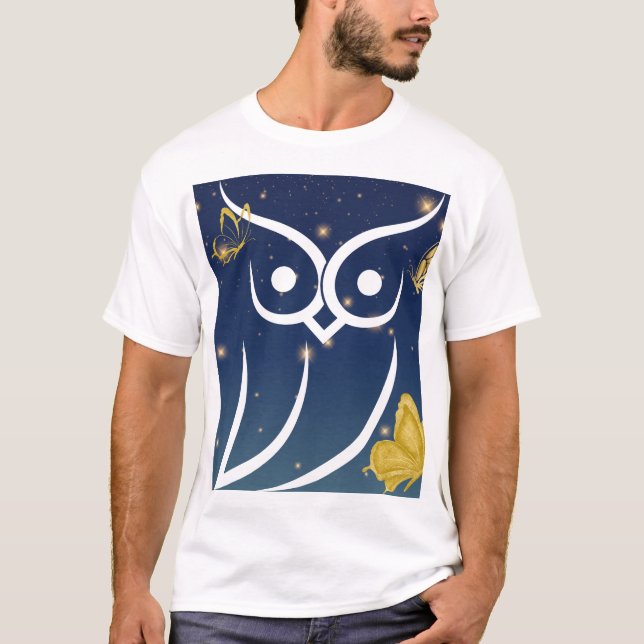 Owl and Butterflies T-Shirt (Front)