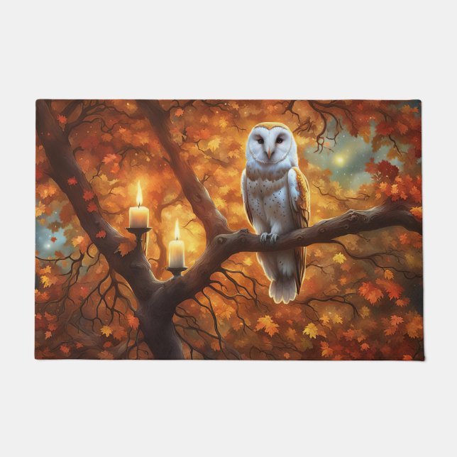 Owl and Candles Fall Colours Doormat (Front)