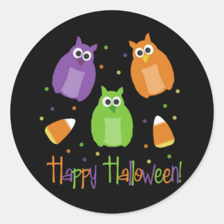 Owl and Candy Corn Halloween Stickers