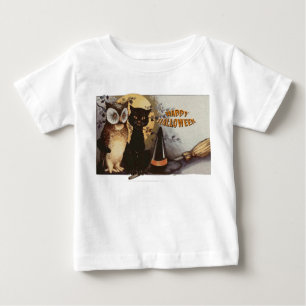 Owl and Cat Halloween Baby T-Shirt