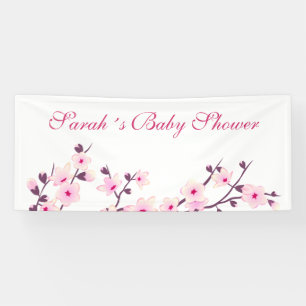 Owl And Cherry Blossoms Baby Shower Banner
