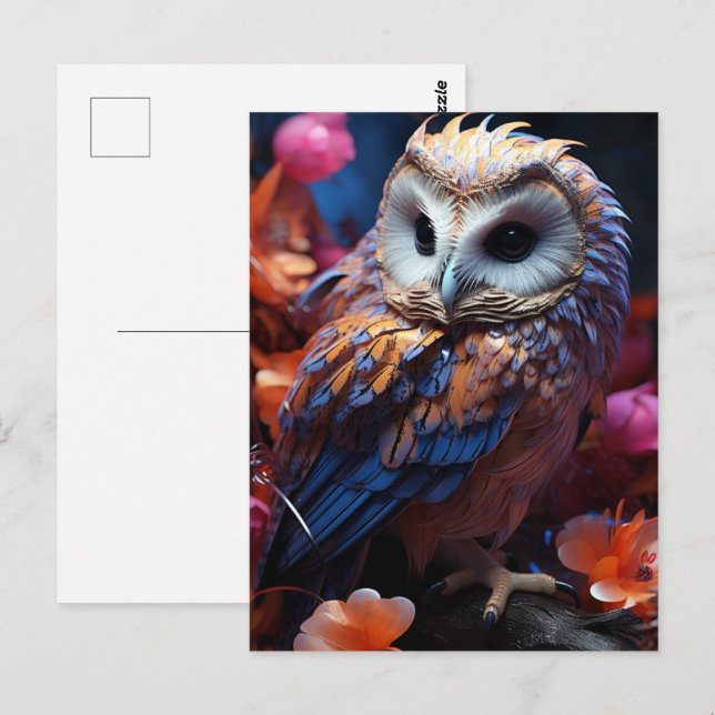 Owl and Flowers Postcard (Front/Back)