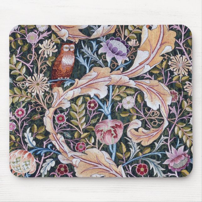 Owl and Flowers, William Morris Mouse Pad (Front)