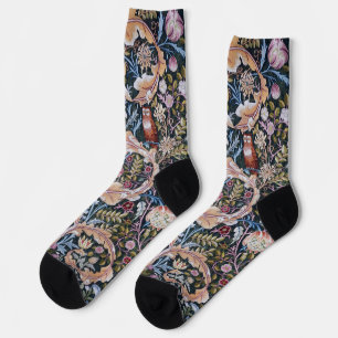 Owl and Flowers, William Morris Socks