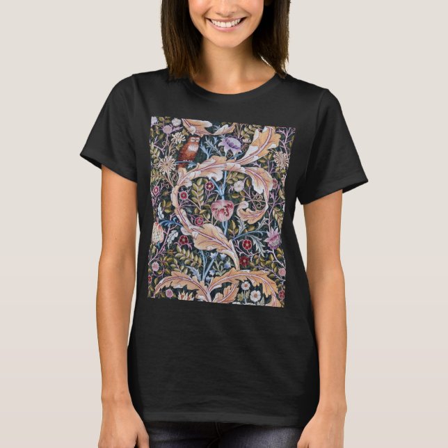 Owl and Flowers, William Morris T-Shirt (Front)