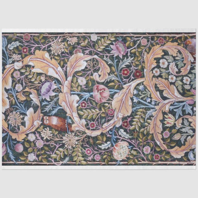 Owl and Flowers, William Morris Tissue Paper (Front)