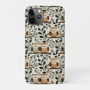 Owl and Forest Leaf Pattern Case-Mate iPhone Case