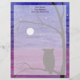 Owl and Full Moon Letterhead Design