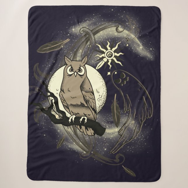 Owl and ghost sherpa blanket (Front)