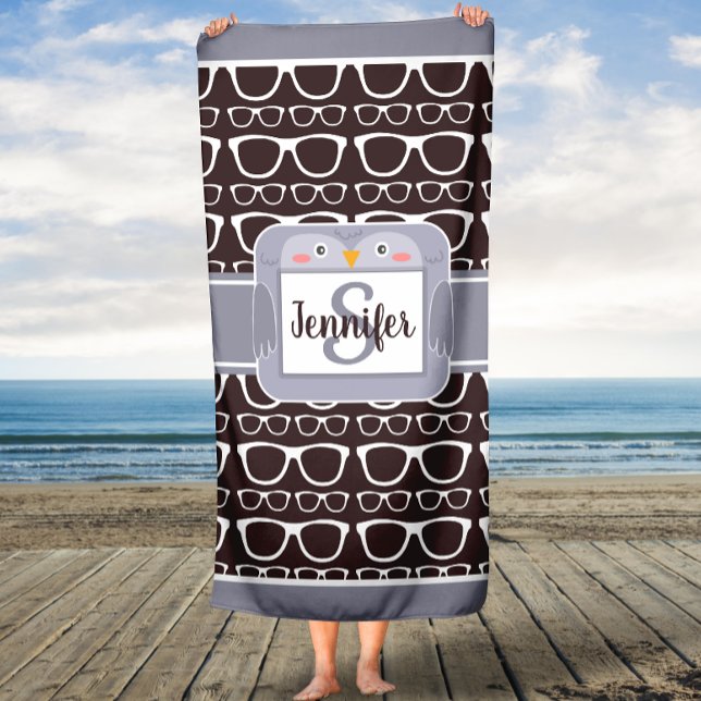 Owl and Glasses Custom Kids Bath Towel (Creator Uploaded)