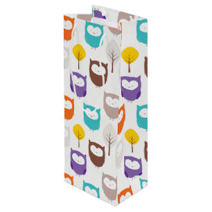 Owl And Leaves Wine Gift Bag