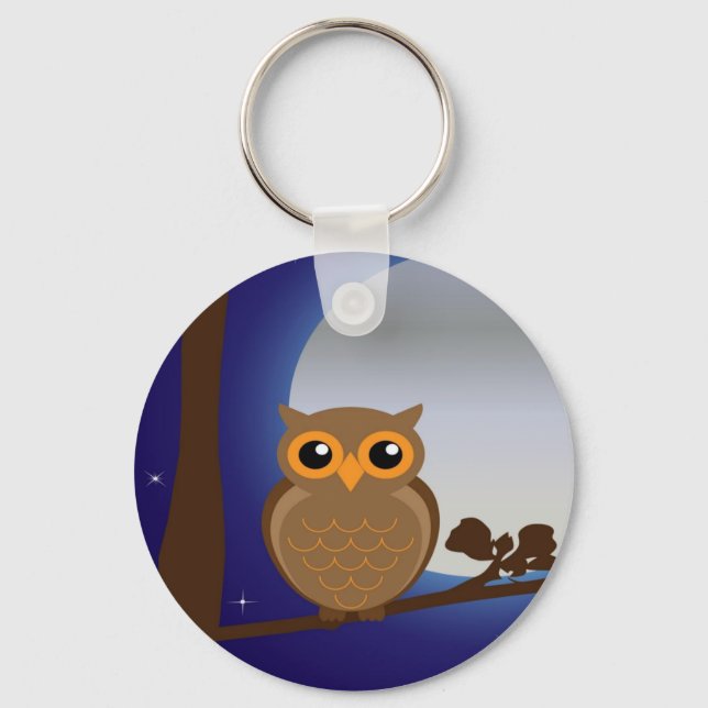 owl and moonlight peace calm joy key ring (Front)