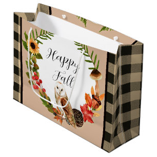 Owl and nature with customisable text  large gift bag
