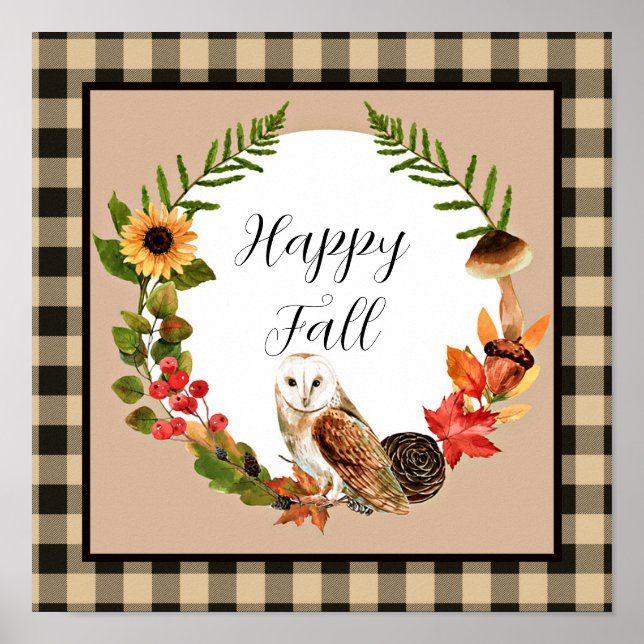Owl and nature with customisable text  poster (Front)