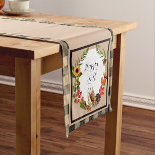 Owl and nature with customisable text short table runner