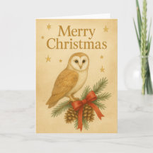 Owl and Pine Christmas Card