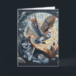 Owl and Wolf Mosaic Ai Art | Happy Birthday Card<br><div class="desc">Birthday card that can be personalised on the inside. Beautiful depiction of a mosaic collage with a wolf and owl in front of the moon.</div>