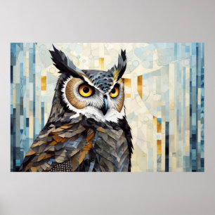 Owl Animal Bird Art Decor Paint Mosaic