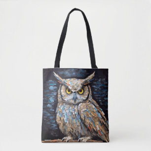 Owl Animal Bird Art Decor Paint Mosaic Tote Bag