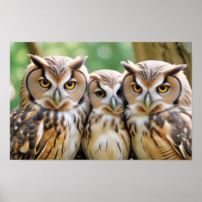 Owl Animal Nature Wildlife Affection Caring Poster (Front)