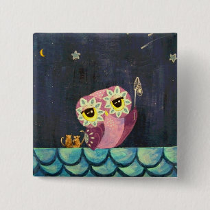 Owl Art - Catch A Falling Star 15 Cm Square Badge