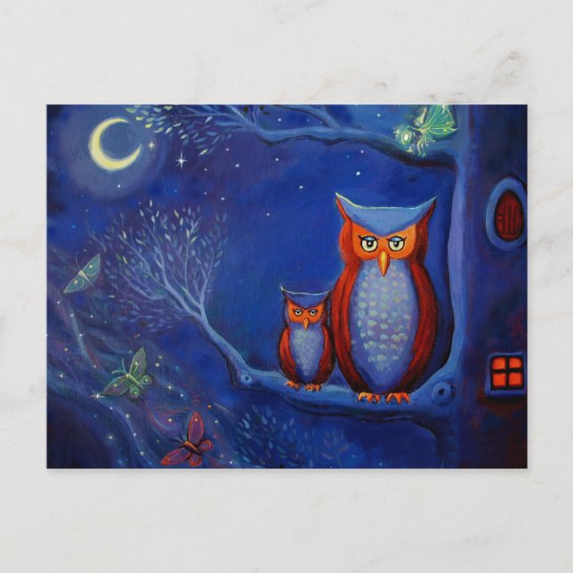 Owl Art Postcard - "The Forest At Night" (Front)