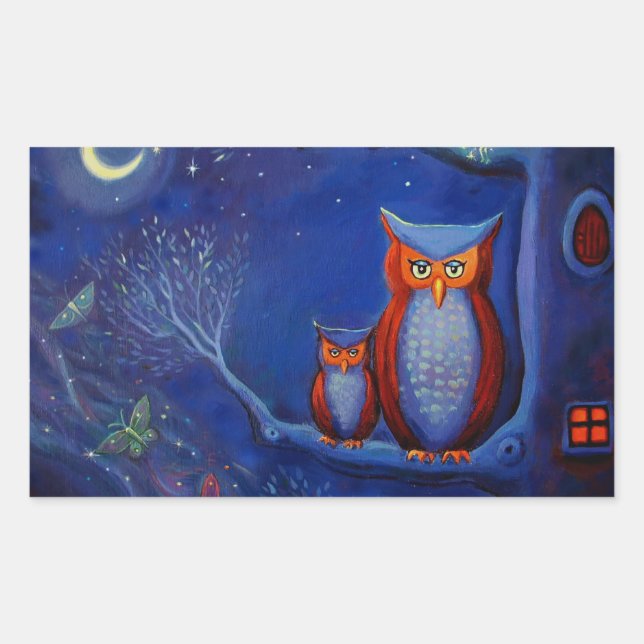 Owl Art Sticker "The Forest At Night" (Front)