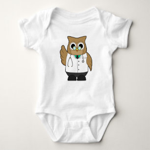 Owl as Doctor with Stetoscope Baby Bodysuit