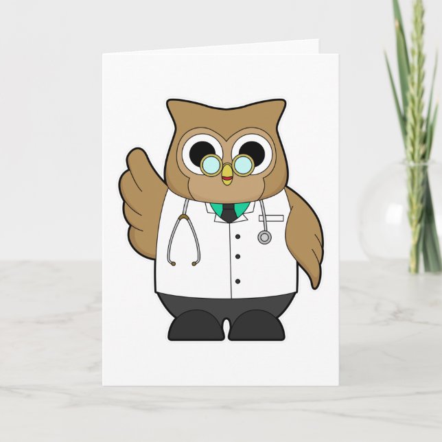 Owl as Doctor with Stetoscope Card (Front)