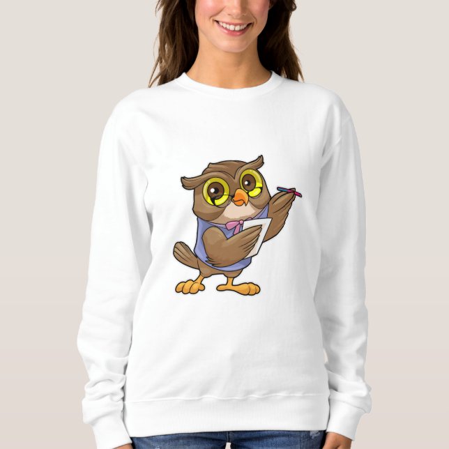 Owl as Secretary with Pen & Note Sweatshirt (Front)