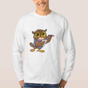 Owl as Secretary with Pen & Note T-Shirt