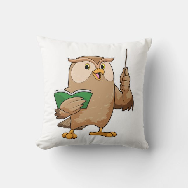 Owl as Teacher with Book & Pointer Cushion (Front)
