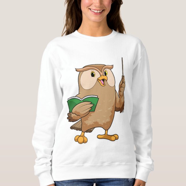 Owl as Teacher with Book & Pointer Sweatshirt (Front)