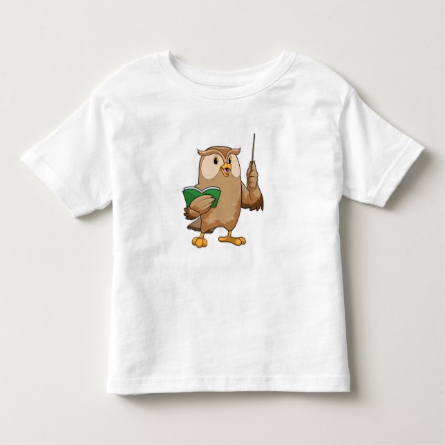 Owl as Teacher with Book & Pointer Toddler T-Shirt (Front)