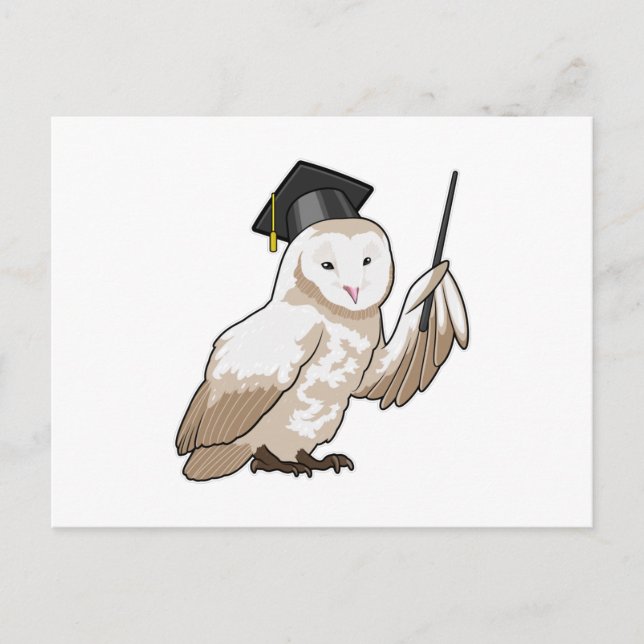 Owl as Teacher with Pointer Postcard (Front)