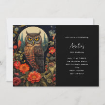 Owl at Night with a Full Moon Birthday