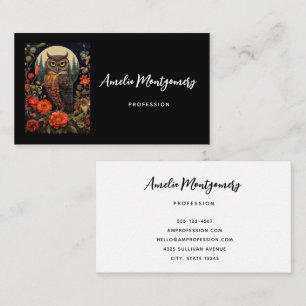 Owl at Night with a Full Moon Business Card