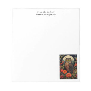 Owl at Night with a Full Moon Pattern Notepad