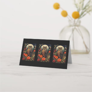 Owl at Night with a Full Moon Place Card