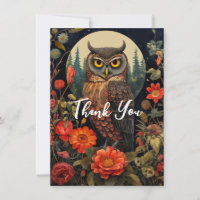 Owl at Night with a Full Moon Thank You