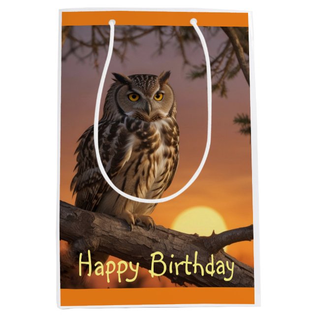 Owl at Sunset Medium Gift Bag (Front)