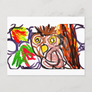 Owl autumn joy  postcard